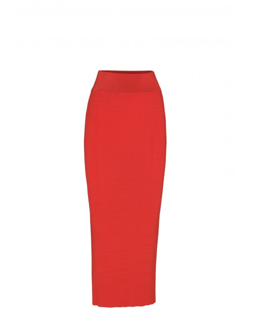 Falda larga tubo roja